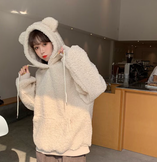 Fluffy Rabbit Ear Hoodie